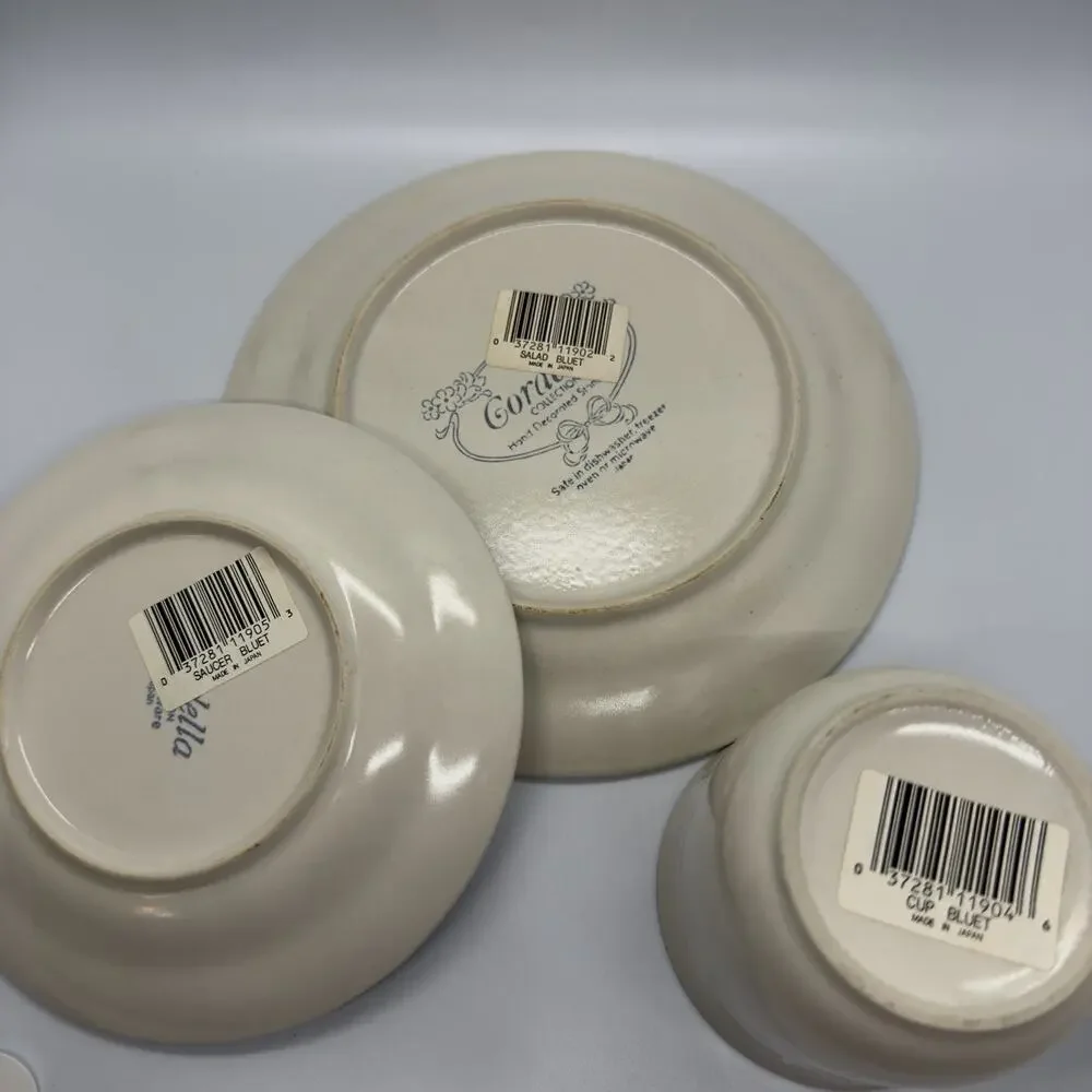 Cordella Collection Bluet Stoneware Coffee Cup Mug Saucer Salad Plate 3Pc Set